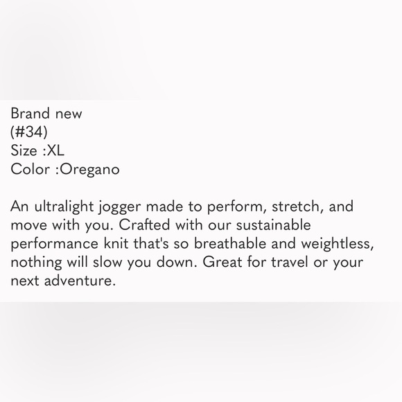 New nwot Vuori Miles Oregano green jogger XL - Picture 12 of 13